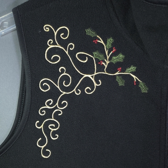 Holiday Editions Fleece Full Zip Christmas Vest Size 2X Embroidery WhimsiGoth - Picture 3 of 9